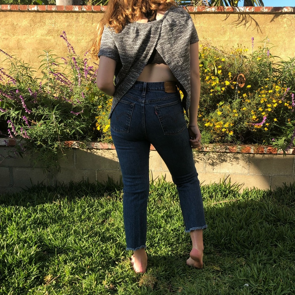 Grey split back top